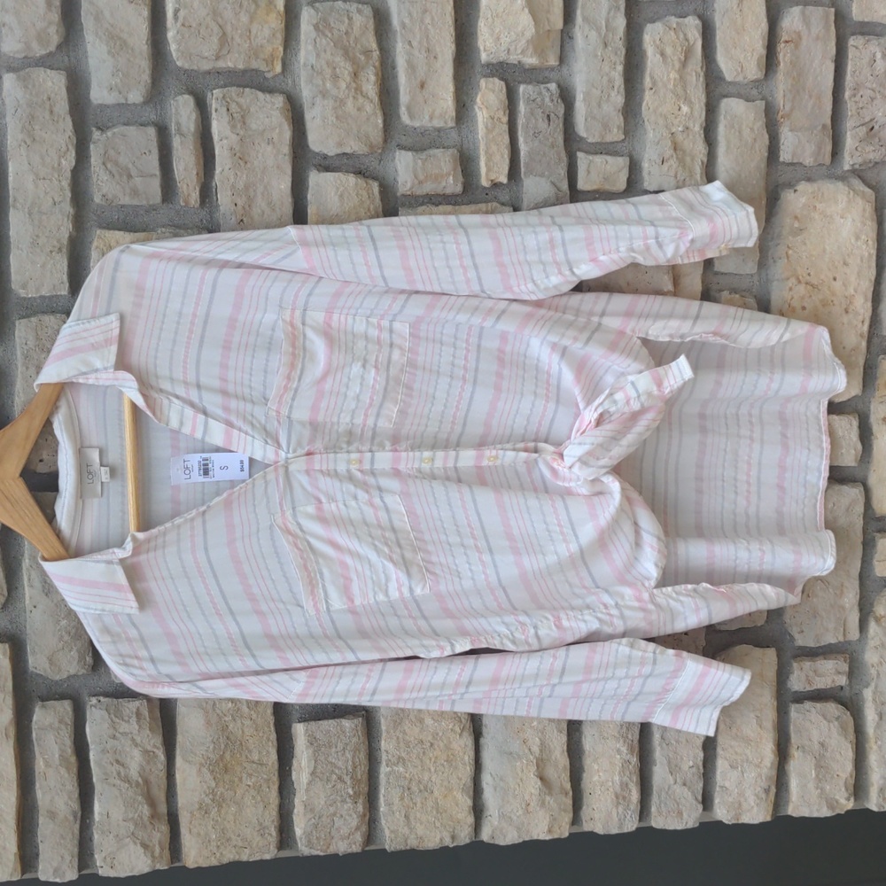 White striped button down LOFT shirt